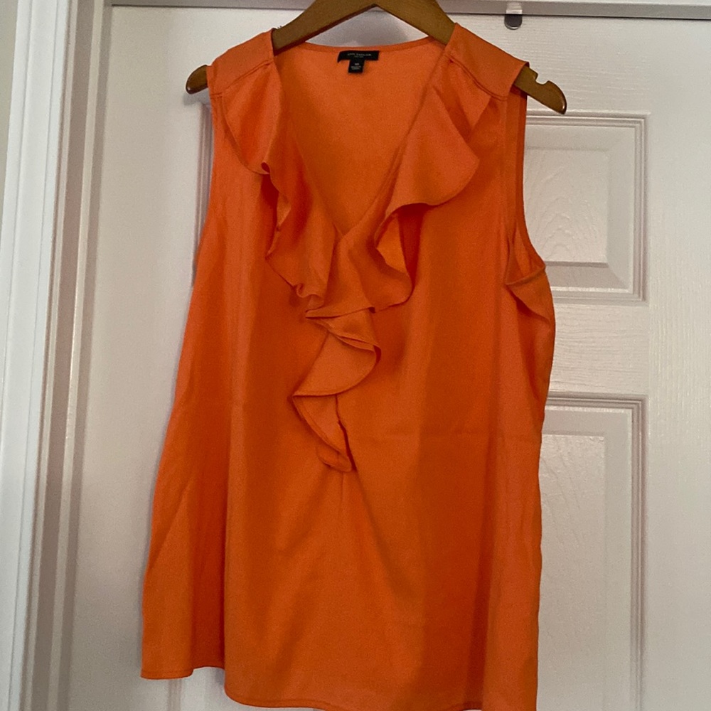 Ann Taylor orange sleeveless top w/ruffle accent. Sz 10. NWOT. Tennessee Orange